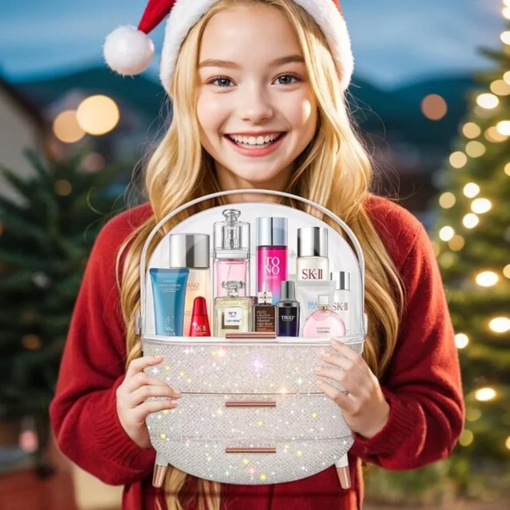 New Teen Girls Gift Makeup Organizer, Skincare & Jewelry Storage in Pearl White